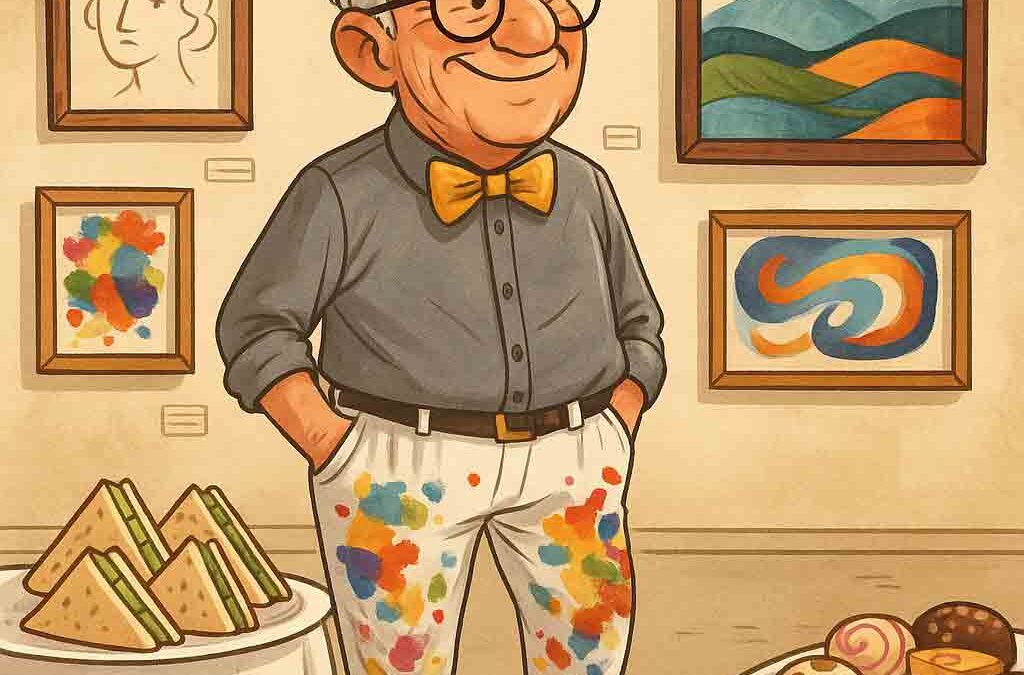 😎Opa auf Vernissage – Schnittchen, Stil & stille Kunstschreie